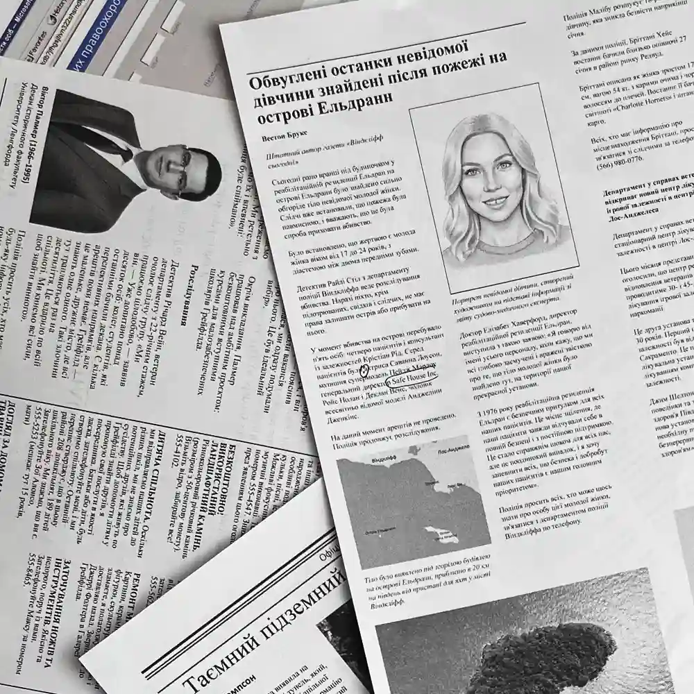 Газетні вирізки з гри